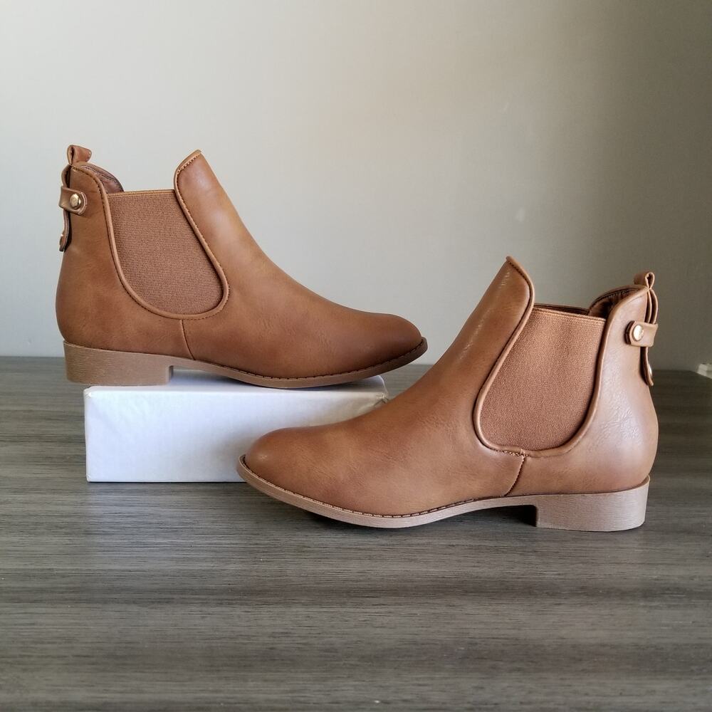 Top Moda Women's Brown Faux Leather Western Chelsea Ankle Boots Size: 7.5M New - Picture 2 of 10
